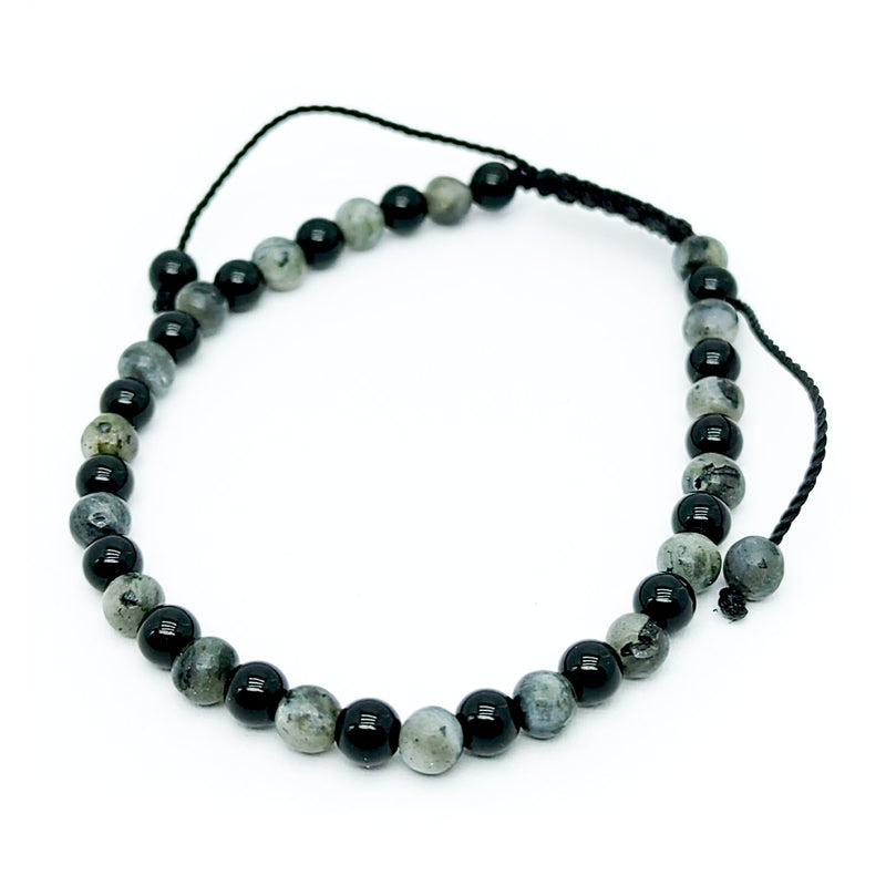 Pulsera de Onix con Cuarzo Blanco Rutilado