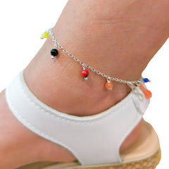 Pulsera Tobillera Infinito con Piedras Naturales Plata 925