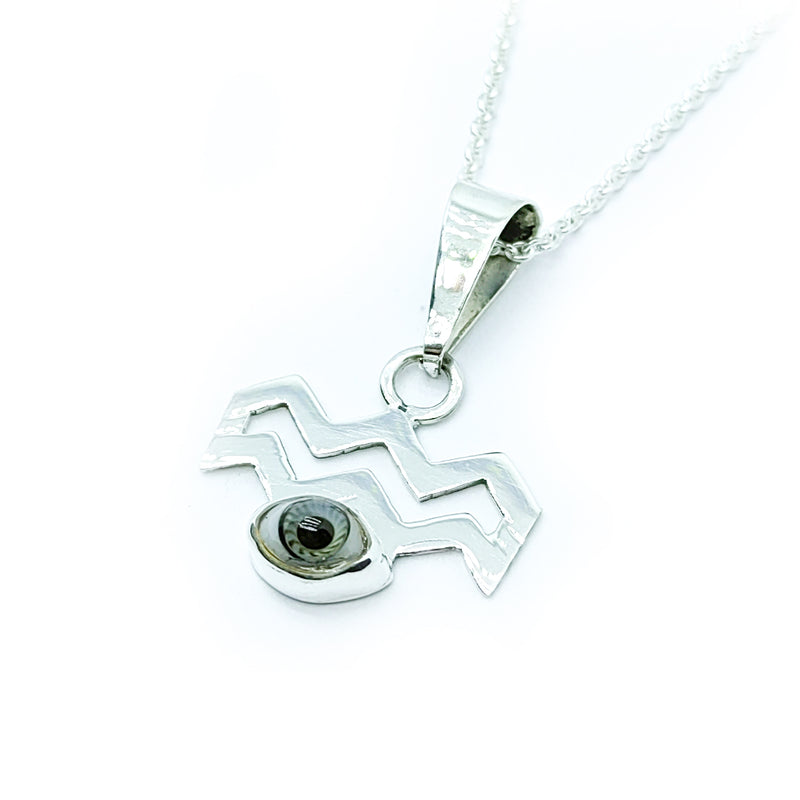 DIJE SIGNO ZODIACO ACUARIO CON OJO TURCO