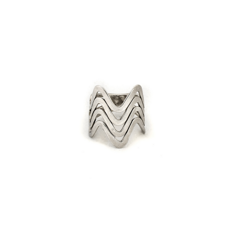 Anillo Zig Zag Ondas Plata Fina 925