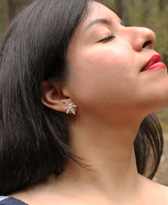 Aretes Hoja de Marihuana Petitte Plata 925