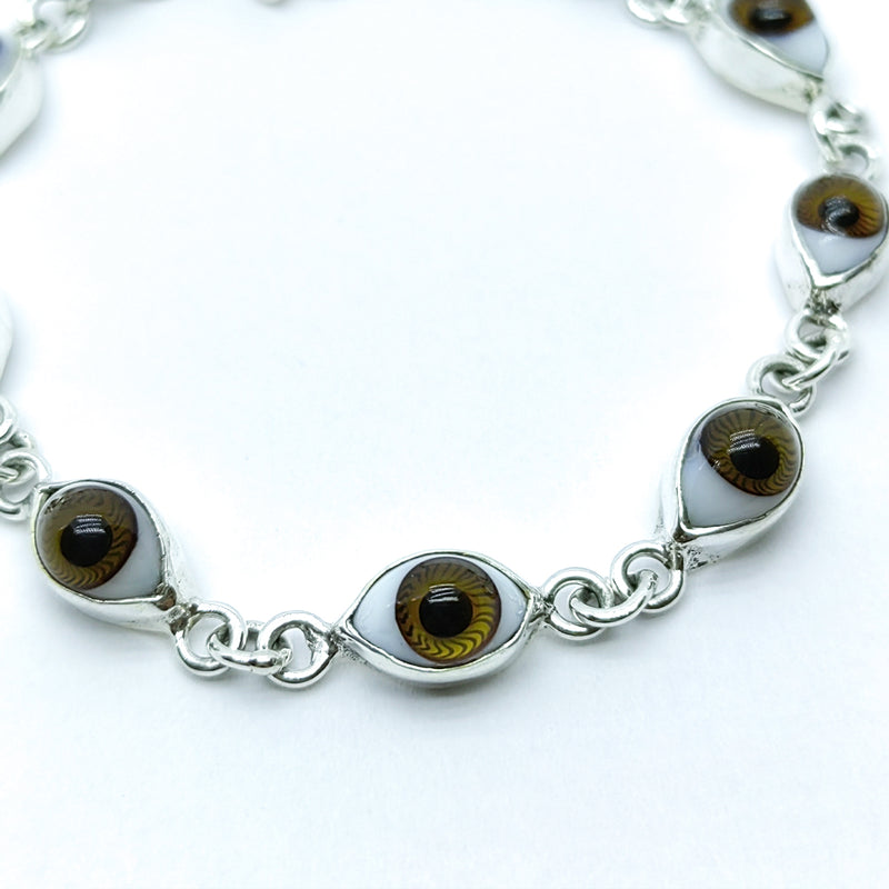Pulsera Ojo Turco Cafe Marron Plata 925