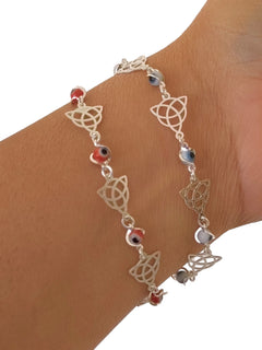 PULSERA TRIQUETA CON OJO TURCO PLATA 925